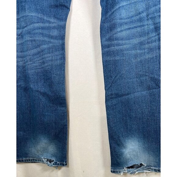ARIAT M5 Mens Size 40W 34L Denim Blue Jean Slim Bootcut Thrash Distressed Grunge - Picture 14 of 16